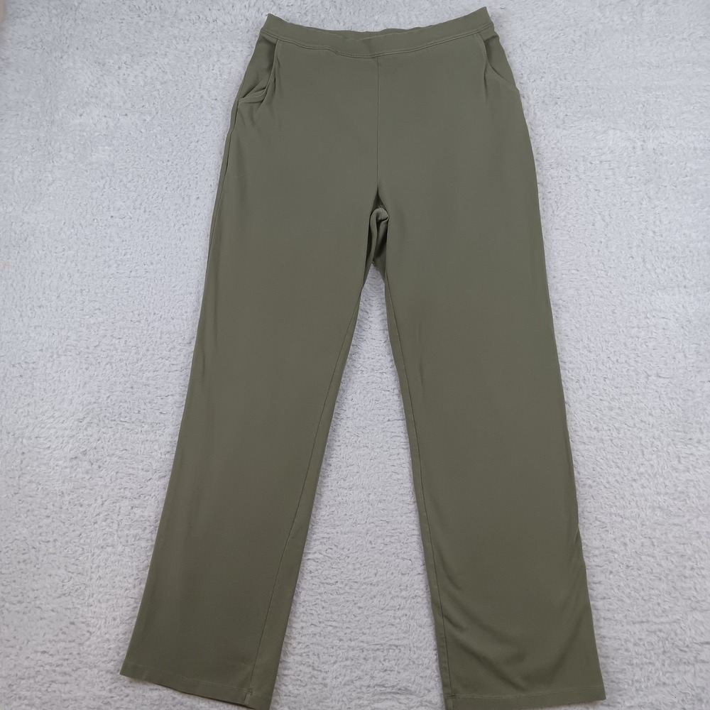 L.L.Bean Perfect Fit Straight Leg Pants Womens Medium Regular Olive Green 252079